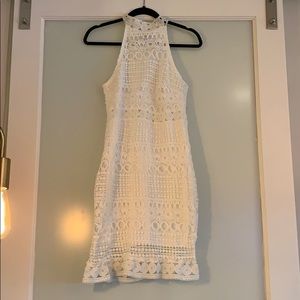 White eyelet high-necked dress, size s. NWOT
